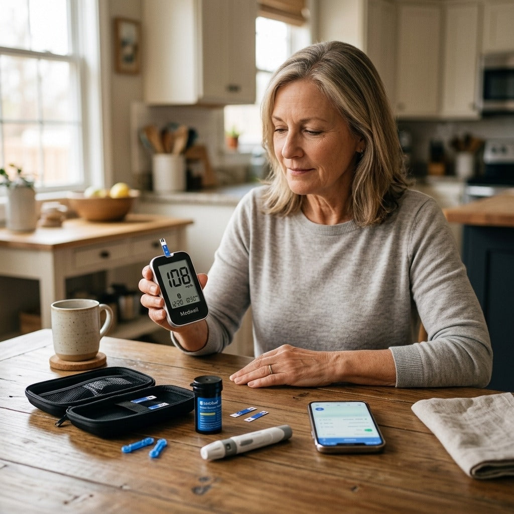 Medwell Bluetooth Blood Glucose Meter Kit with Test Strips - in everyday life