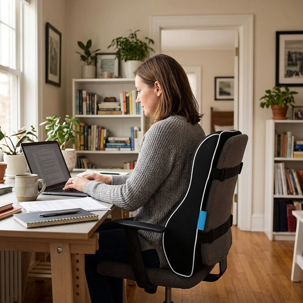 Lumbar Support Pillow with Adjustable Straps - at home