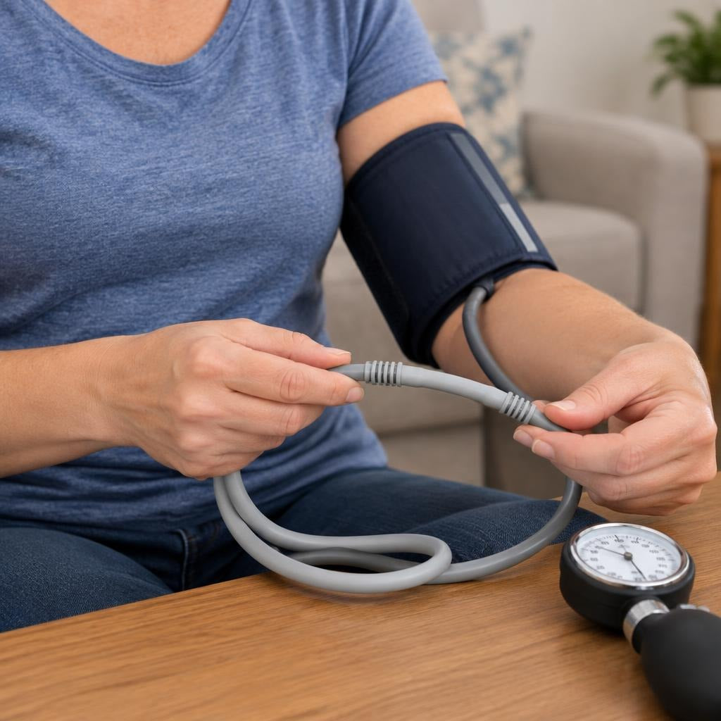 Manual Blood Pressure Monitor Extension Connector - in use