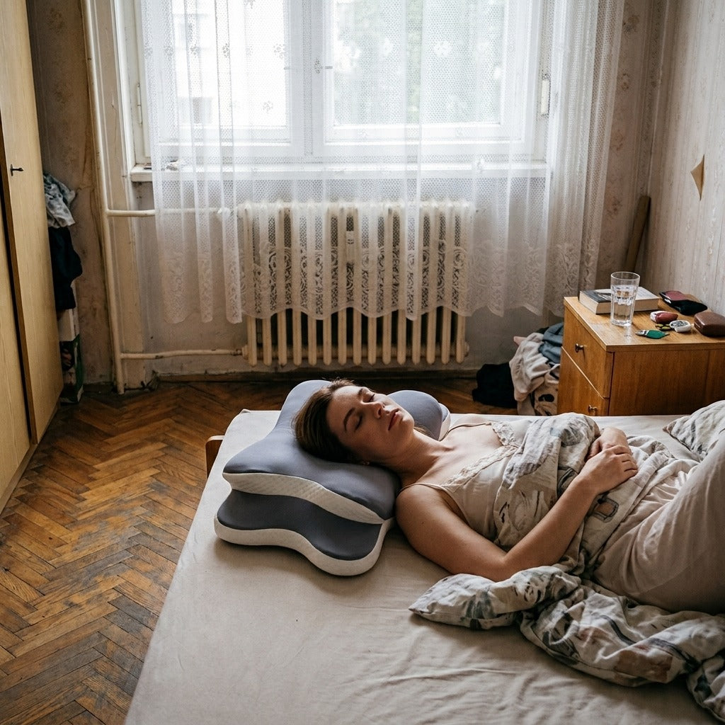 Pillangó alakú memóriahabos nyakpárna - a mindennapokban