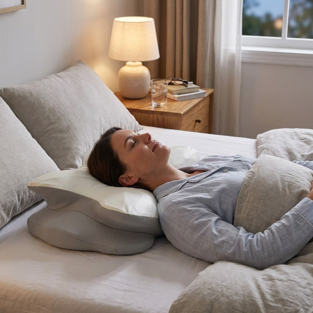 Memory Foam Cervical Pillow with Cooling Cover - at home
