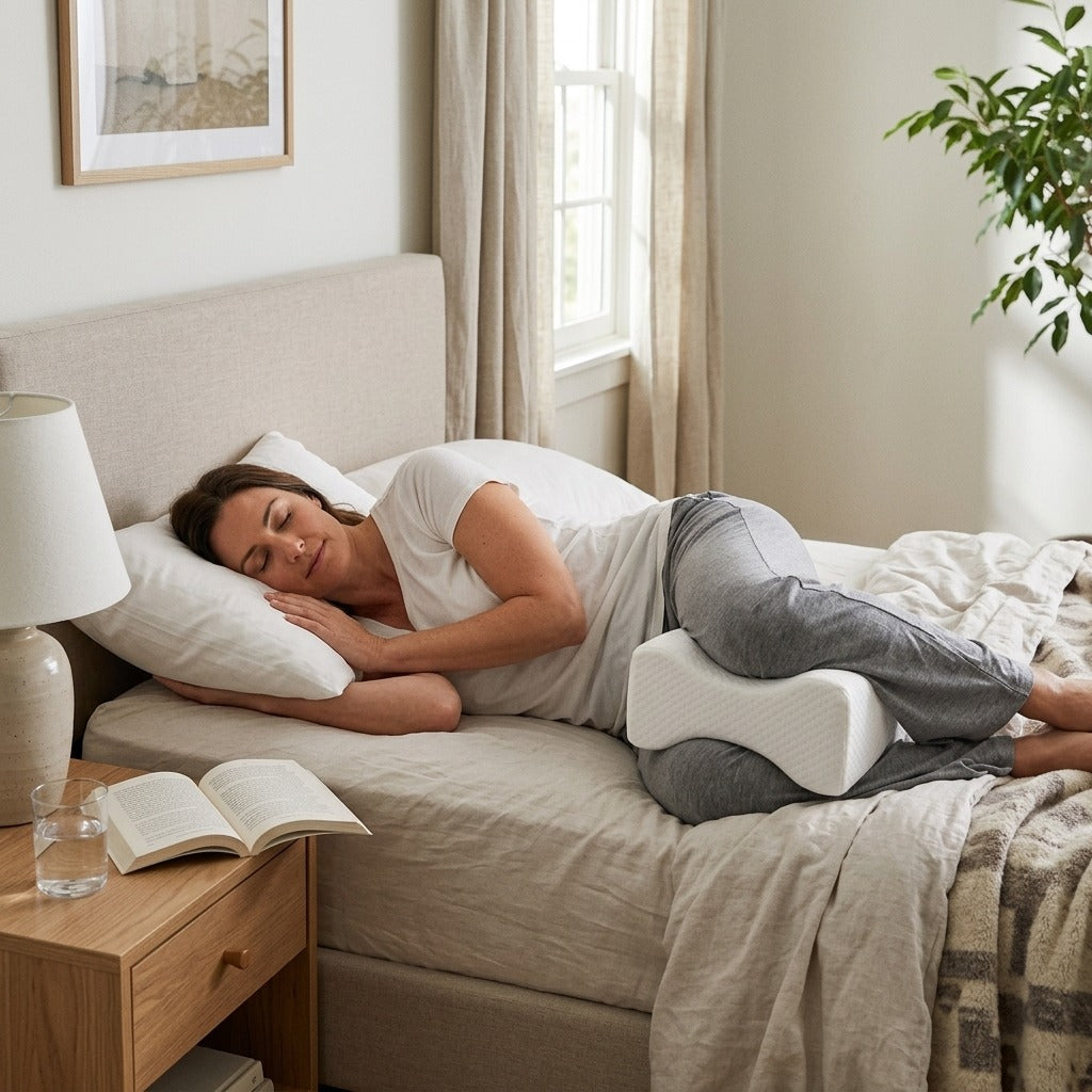 Memory Foam Knee Pillow for Side Sleepers, 100% Cotton Cover - in everyday life
