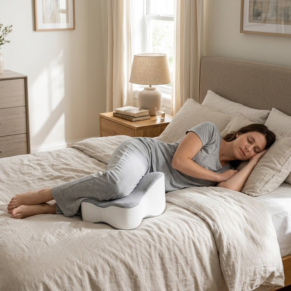 Memory Foam Knee Pillow for Side Sleeping - at home