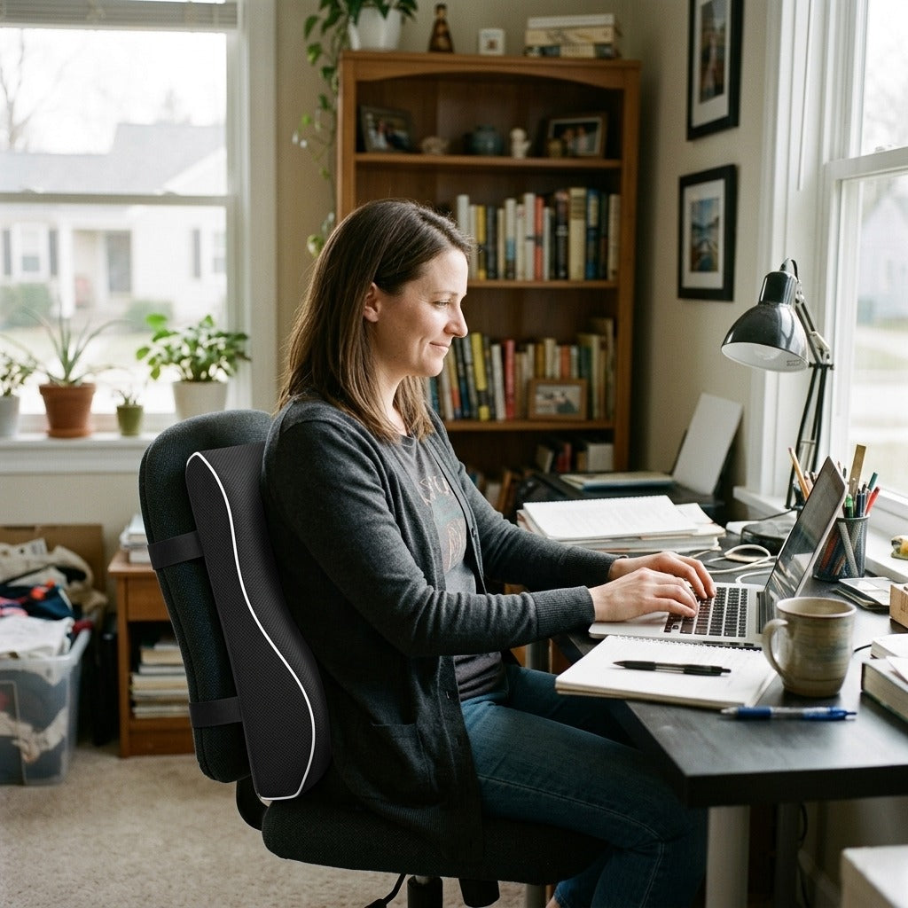 Memory Foam Lumbar Cushion for Car or Office Chair - in everyday life