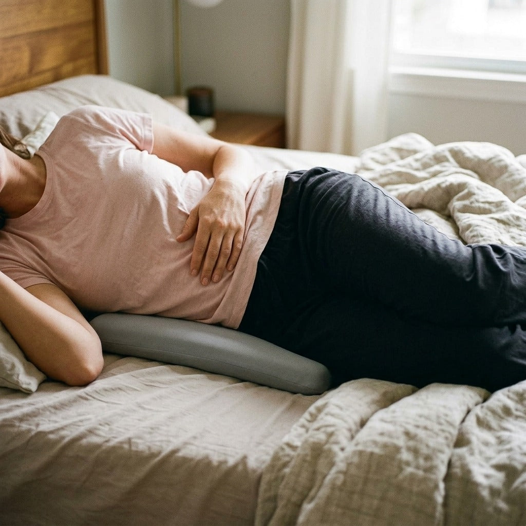 Memory Foam Lumbar Support Pillow for Bed - in use