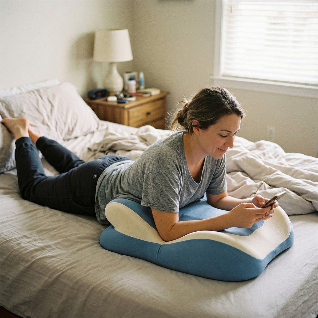 Memory Foam Prone Reading Pillow with Removable Headrest, Anti-Slip - in everyday life