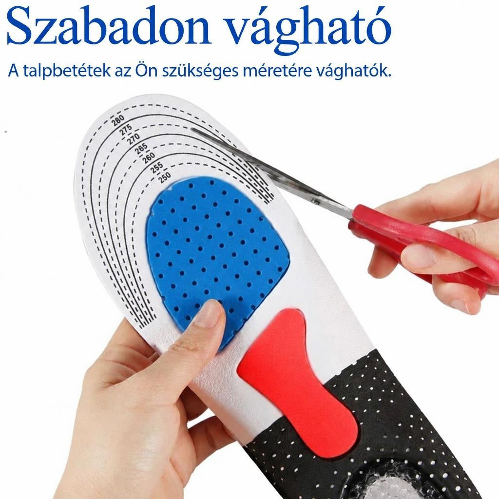 Méretre vágható talpbetét ollóval igazítva a segédvonalak mentén.