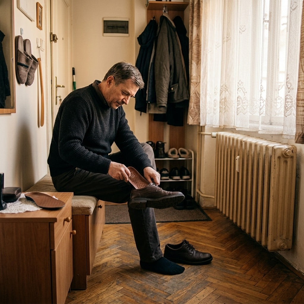 Férfi bőr talpbetét boltozattámasszal - otthon