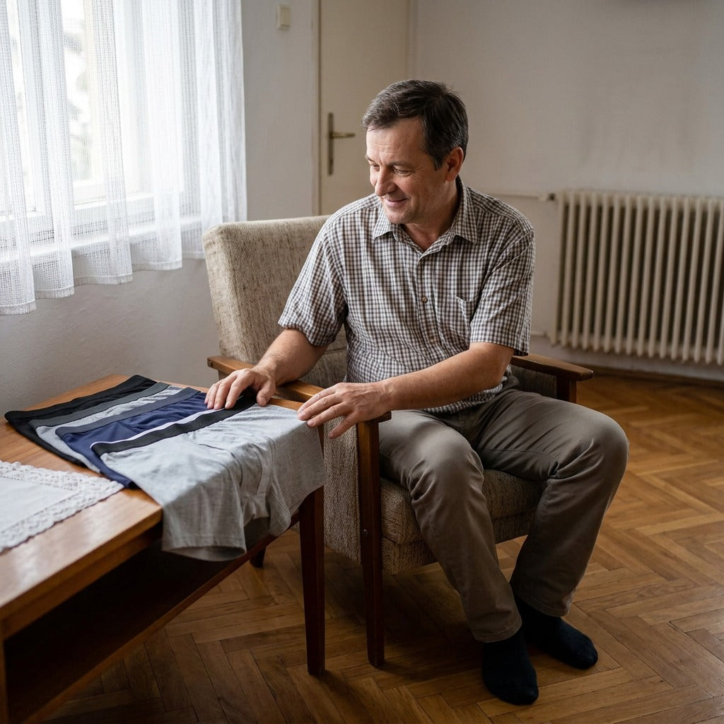 Mosható férfi boxer inkontinenciához - használat közben