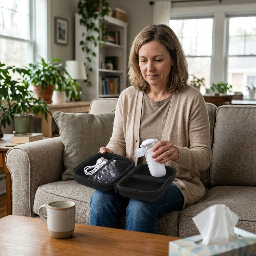 Mesh Nebulizer Storage Case for Handheld Inhalers - in everyday life