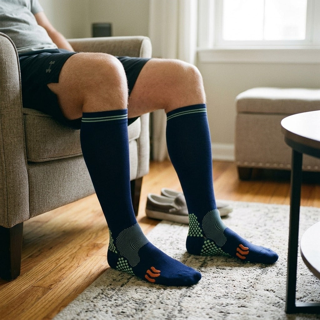 Middle-Calf Compression Socks, 20–30 mmHg - in use