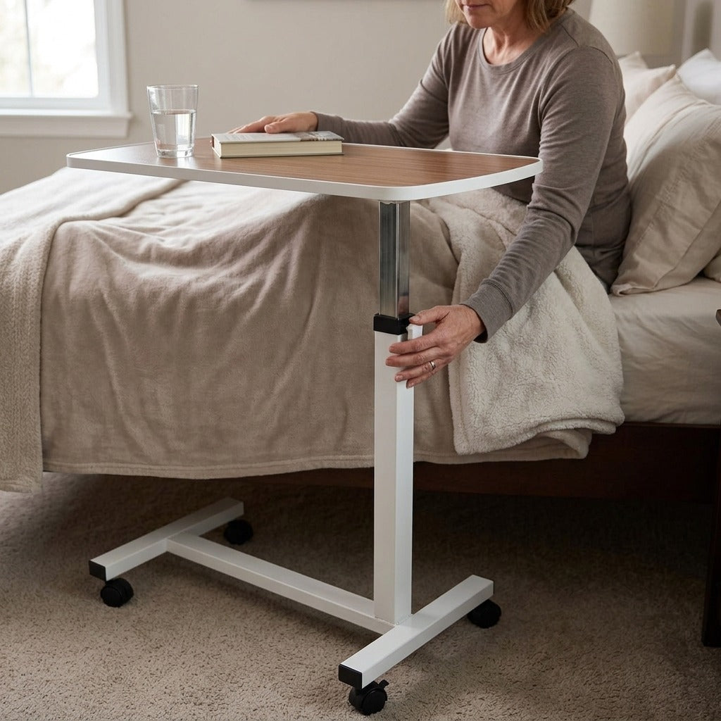 Movable Adjustable Overbed Table - in use