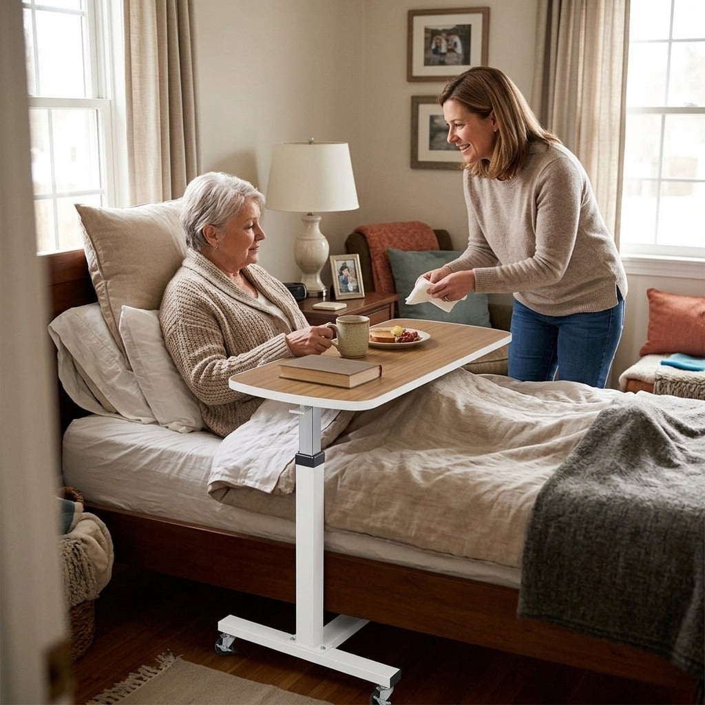 Movable Adjustable Overbed Table - in everyday life