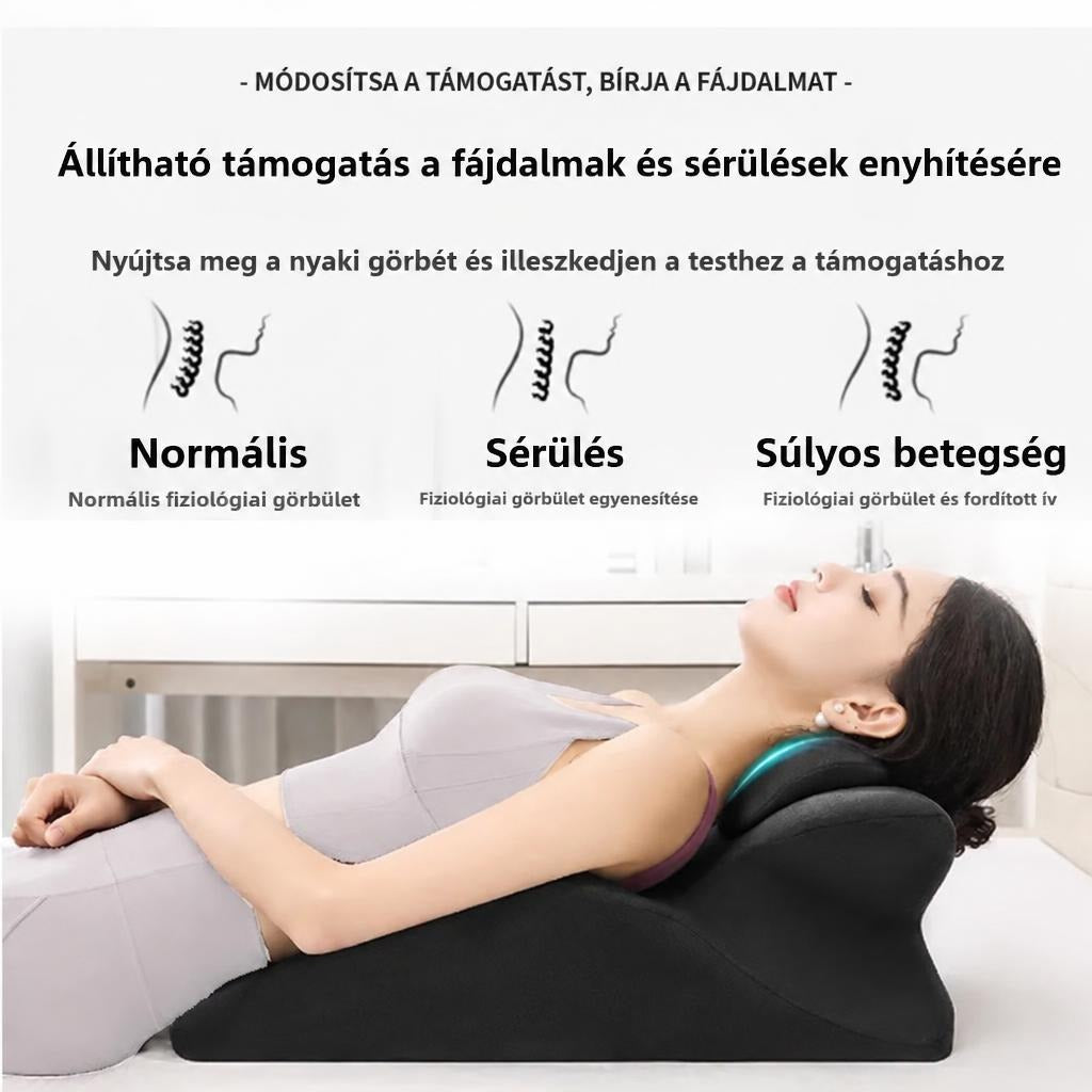 Ergonómikus ékpárna a nyak és hát megfelelő alátámasztására és a fájdalom enyhítésére.