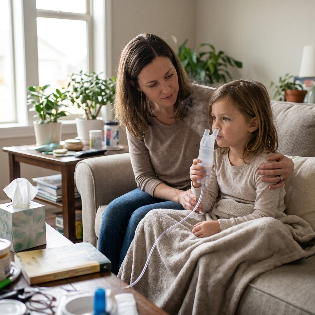 Nebulizer Mouthpiece and Nosepiece Set - at home