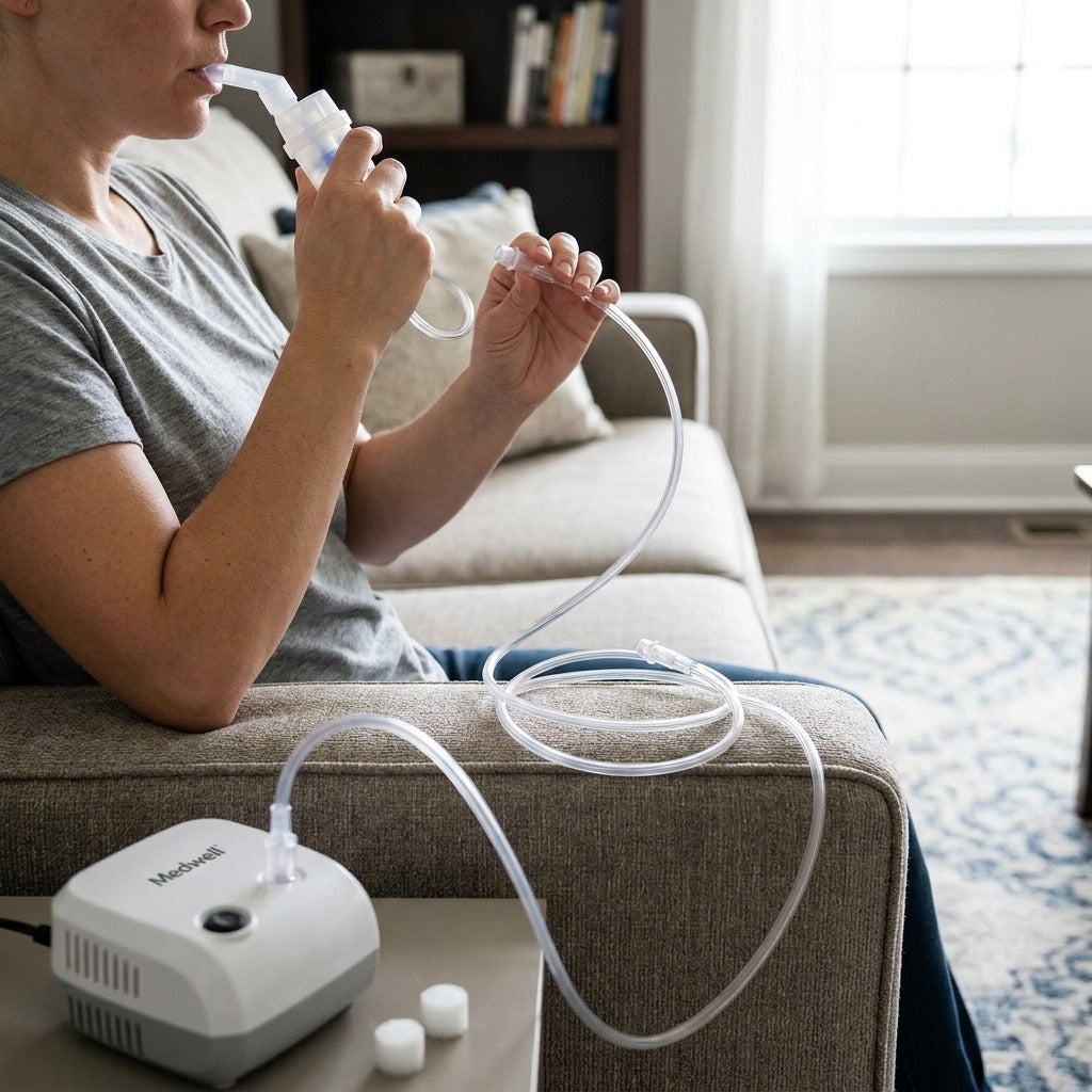 Nebulizer Tube and Cup Accessory Set, 2 m - in use