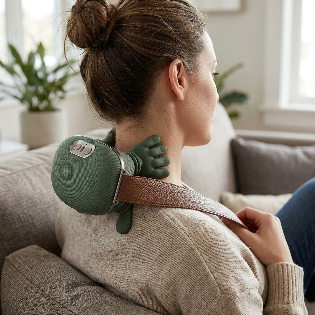 Neck and Shoulder Kneading Massager - in use