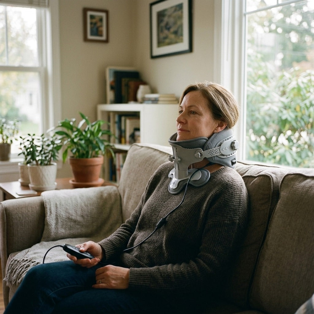 Neck Traction Support Device with Electric Heating - at home