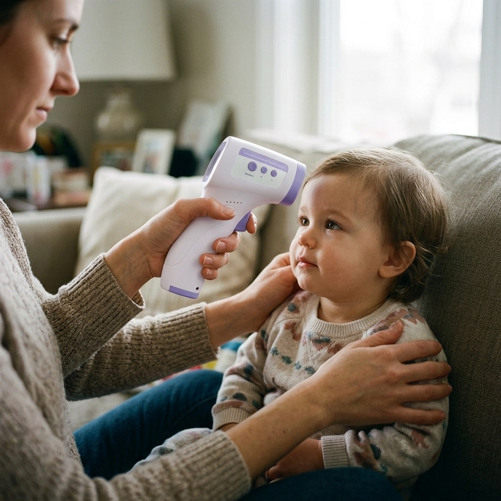 Non-Contact Infrared Forehead Thermometer - in use