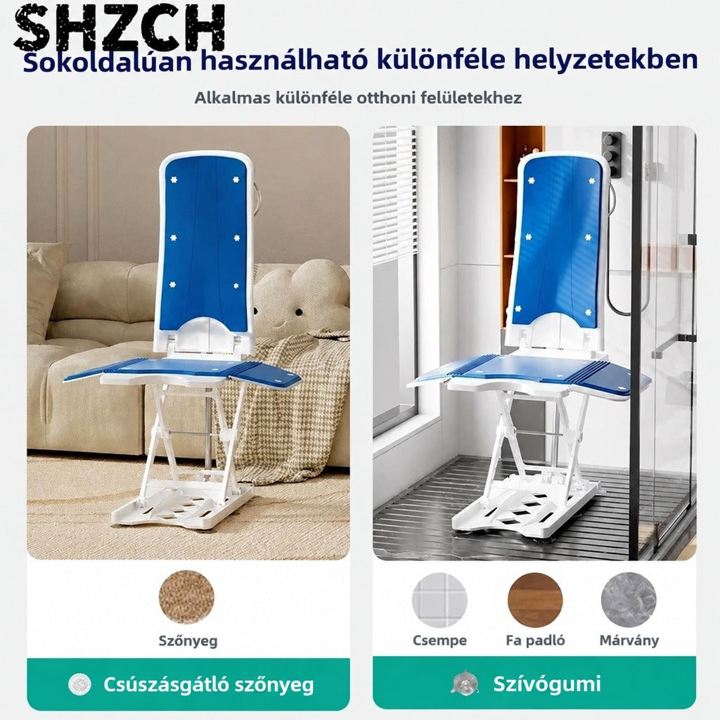 Különböző padlótípusokon és felületeken használható fürdőkádlift bemutatása.