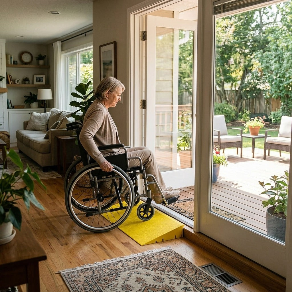 Non-Slip PP Threshold Ramp for 3–10 cm Doorways - at home