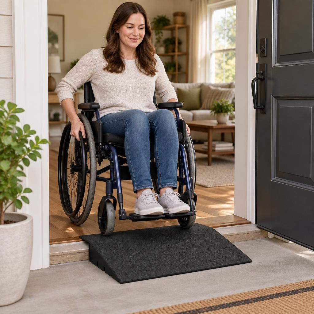 Non-Slip Threshold Ramp for Wheelchairs and Scooters - at home