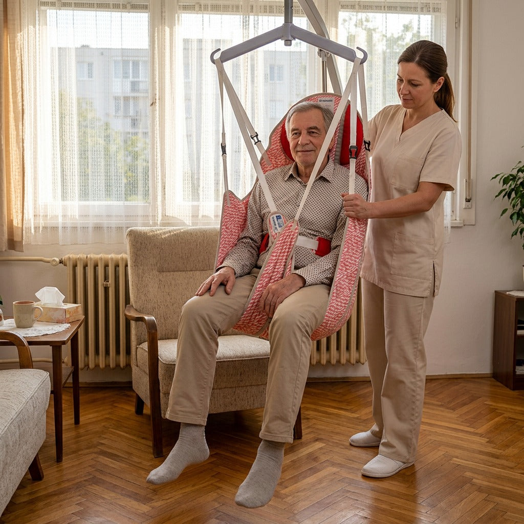 Nylon betegemelő higiéniai heveder fejtámasszal - otthon