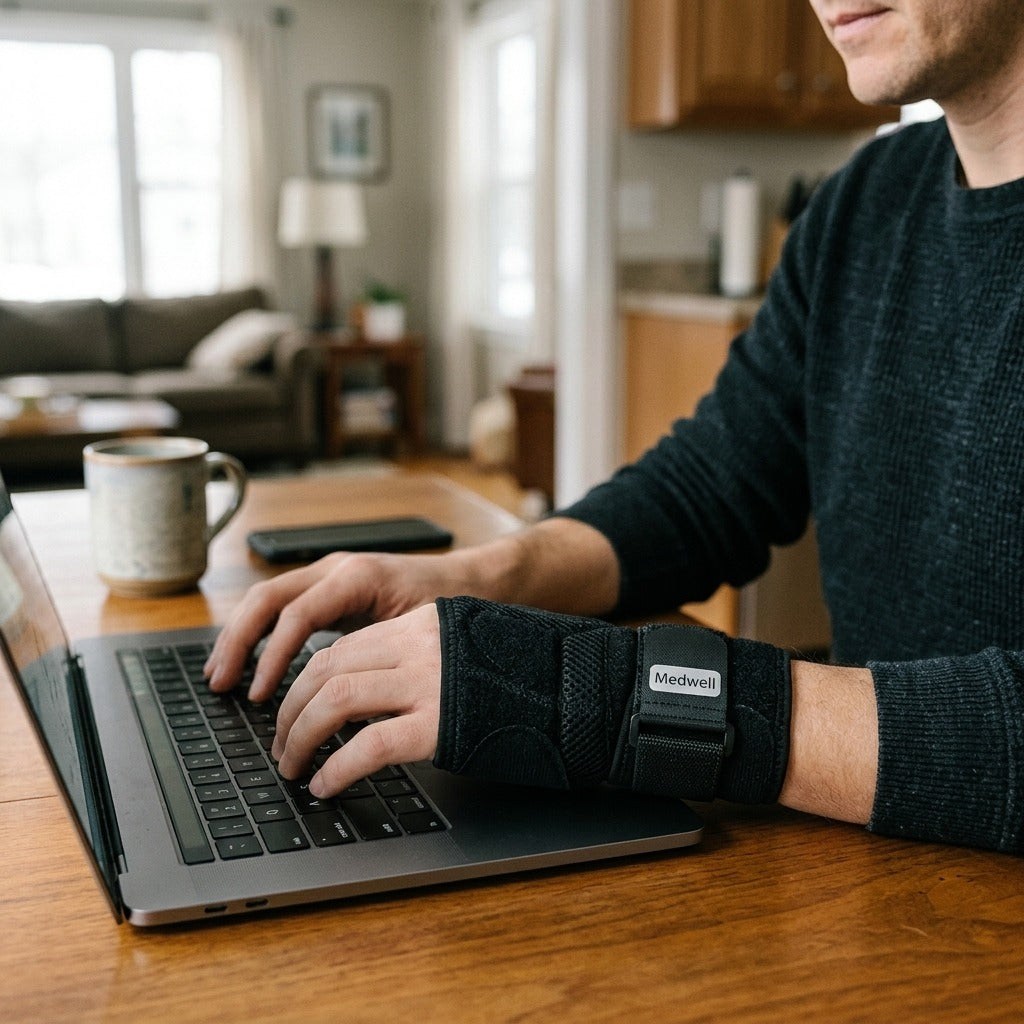 Nylon Splint-Style Wrist Support - in use