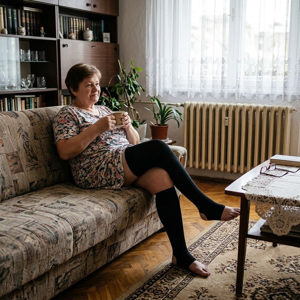 Nyitott orrú kompressziós harisnya, 30–40 mmHg - a mindennapokban