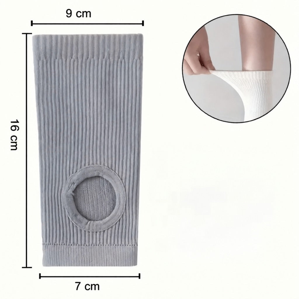 Rugalmas szorító méretei: felül 9 cm, magassága 16 cm, alul 7 cm széles, sarok- vagy könyöknyílással.