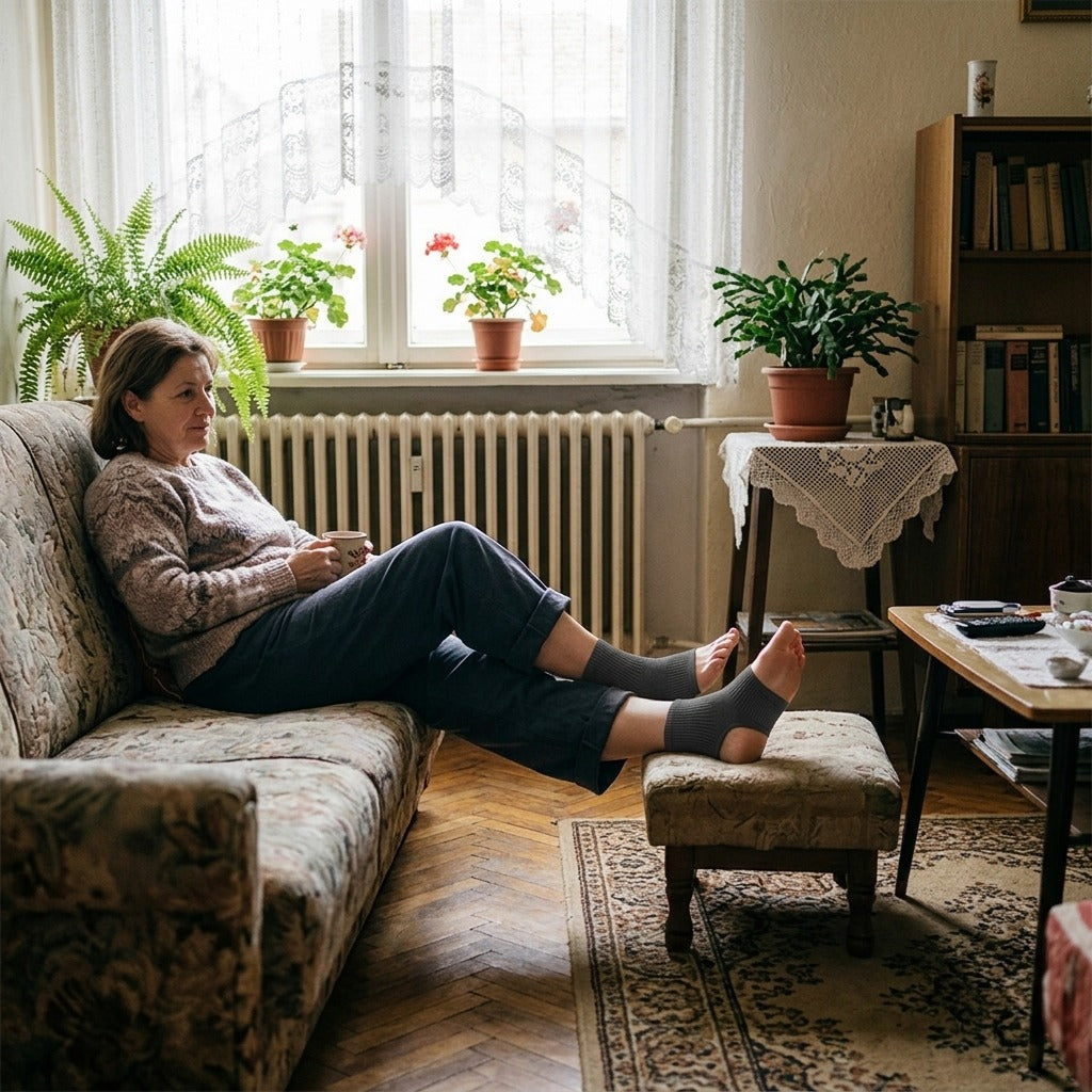 Pamut kompressziós zokni nyitott orral, sportoláshoz - a mindennapokban