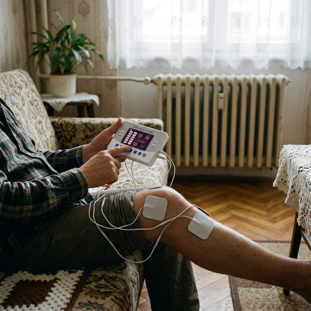Medwell 2 csatornás TENS EMS készülék 12 móddal - használat közben