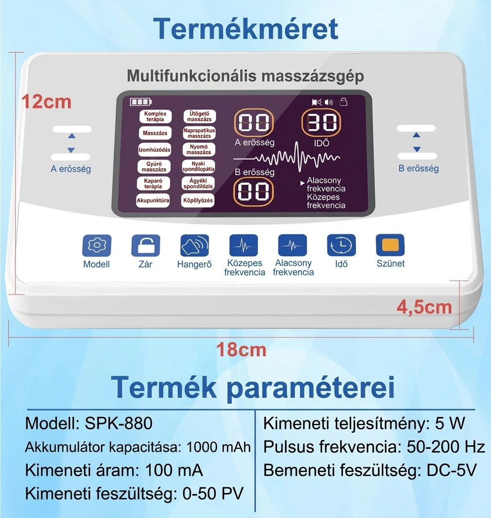 Medwell SPK-880 masszázsgép méretei és műszaki adatai