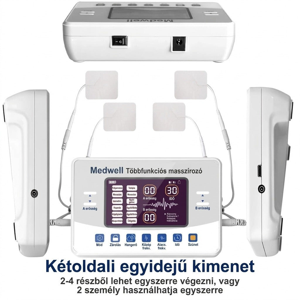 Kétoldali egyidejű kimenet masszírozó készülék