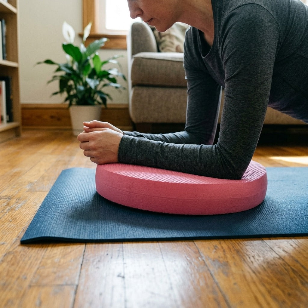 Oval Balance Cushion for Yoga and Stability Training - in use