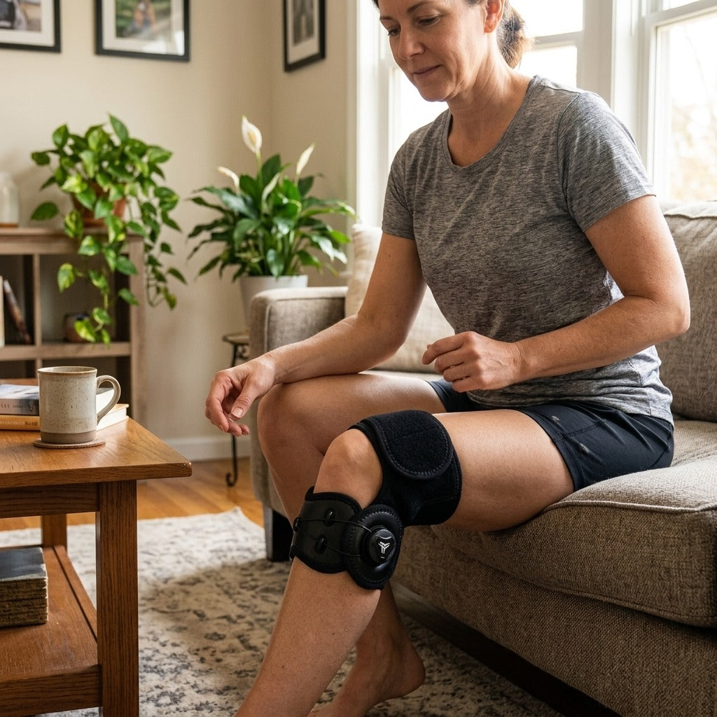 Patellar Tendon Knee Brace with Patella Gel Pads - at home