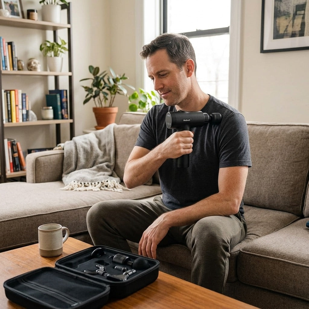 Percussion Massage Gun with 7 Heads - at home