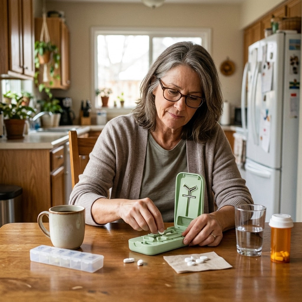 Pill Cutter with Centering Device and Safety Blade - in everyday life