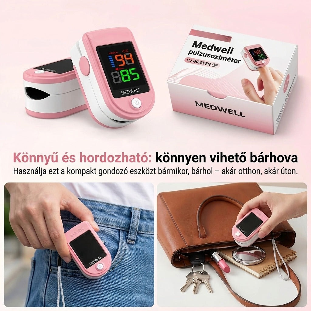 Medwell pulzusoximéter ujjhegyen, könnyű és hordozható