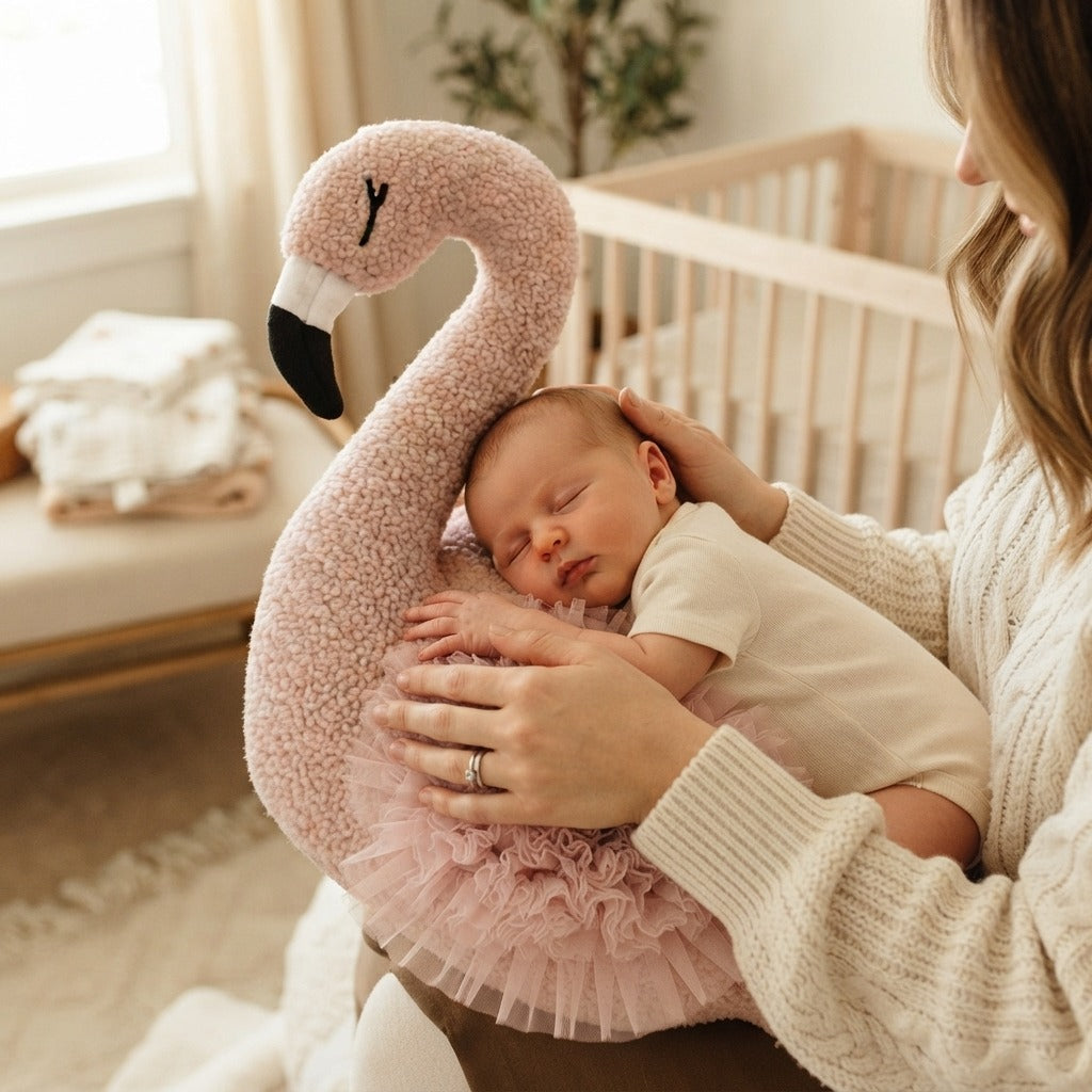 Pink Flamingo Newborn Photography Prop - in use