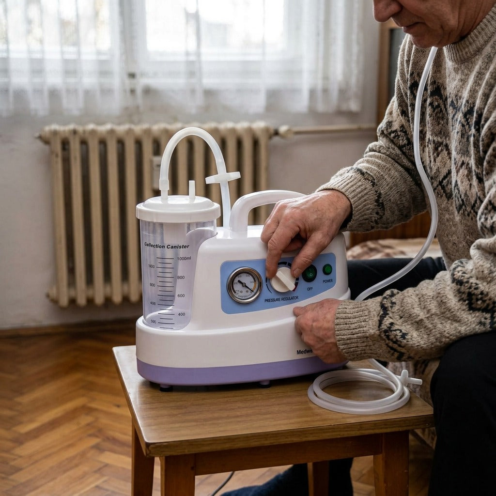 Hordozható 1000 ml-es szívókészülék - használat közben