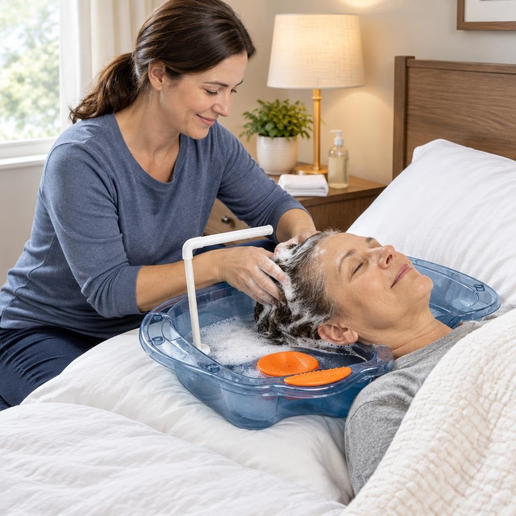 Portable Bedside Shampoo Basin for Home Care - in everyday life