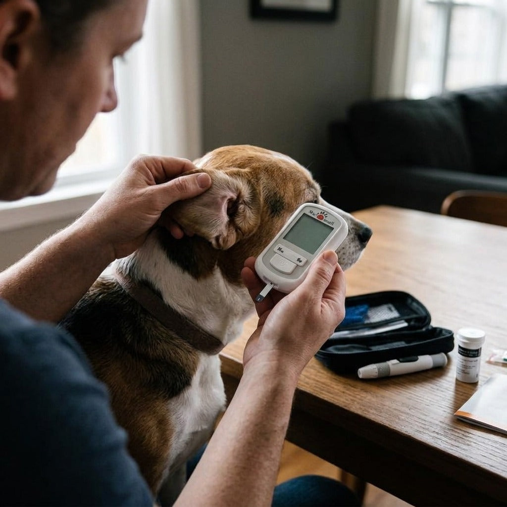 Portable Blood Glucose Monitor for Cats and Dogs - in use