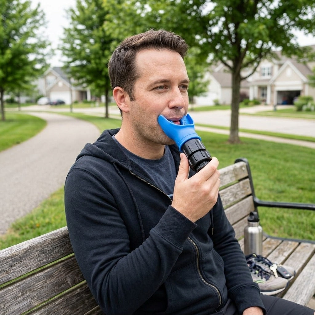 Portable Breathing Exercise Device with Adjustable Resistance - in everyday life