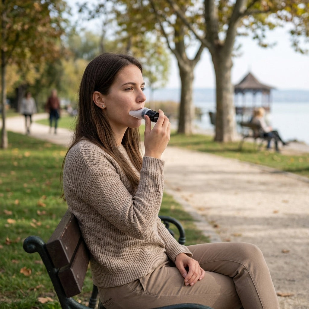 Hordozható légzőgyakorló szilikon szájrésszel - a mindennapokban