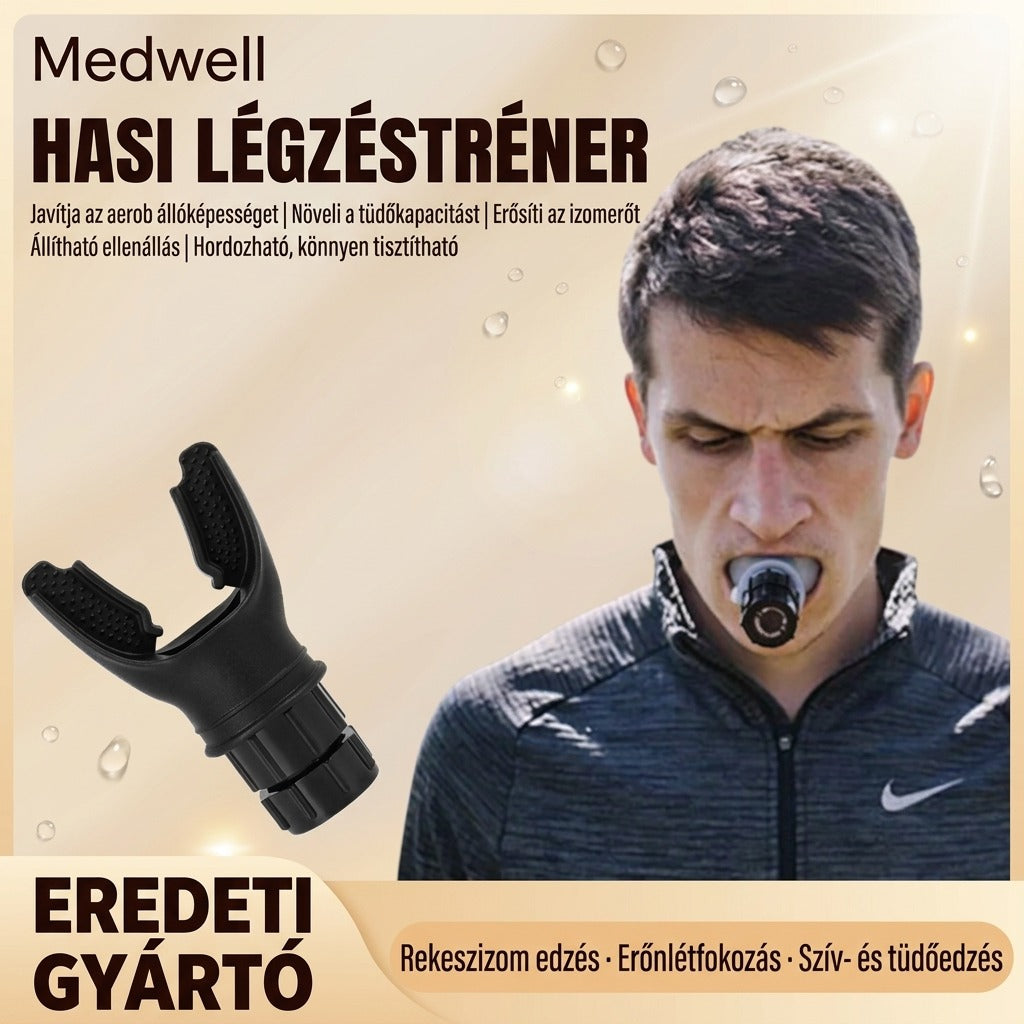 Hasi légzéstréner termék férfivel és készülékkel
