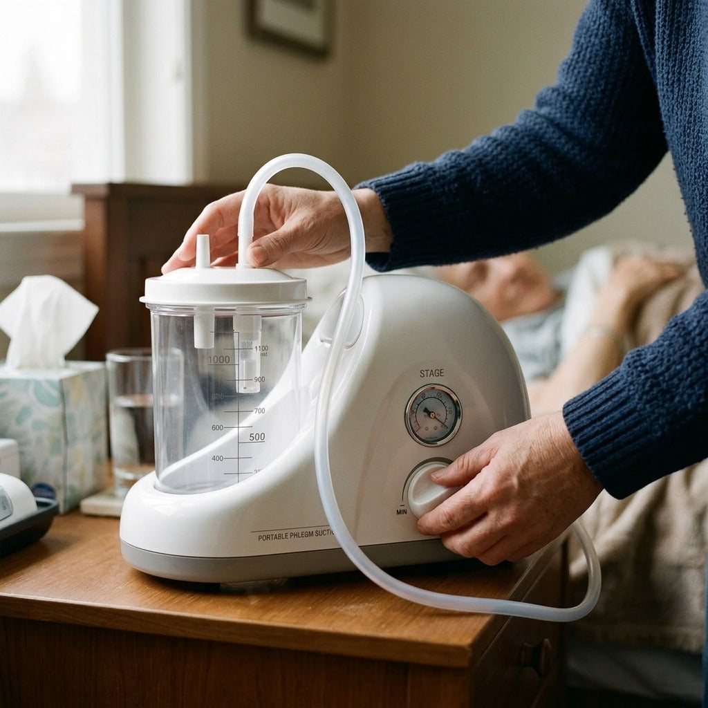 Portable Electric Phlegm Suction Unit for Adults - in use
