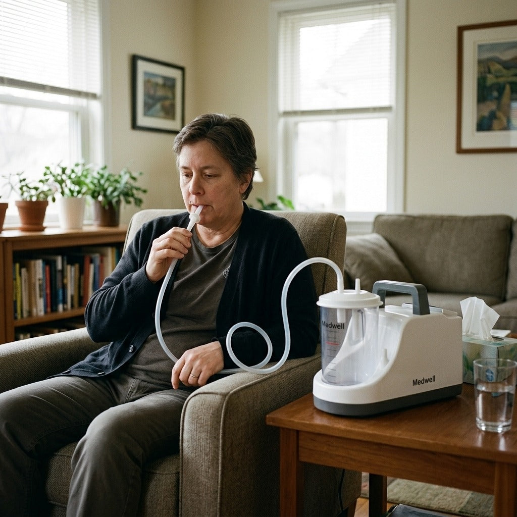 Portable Electric Saliva Aspirator with Bottle - at home