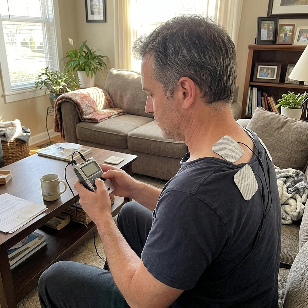 Portable EMS TENS Muscle Stimulator - at home