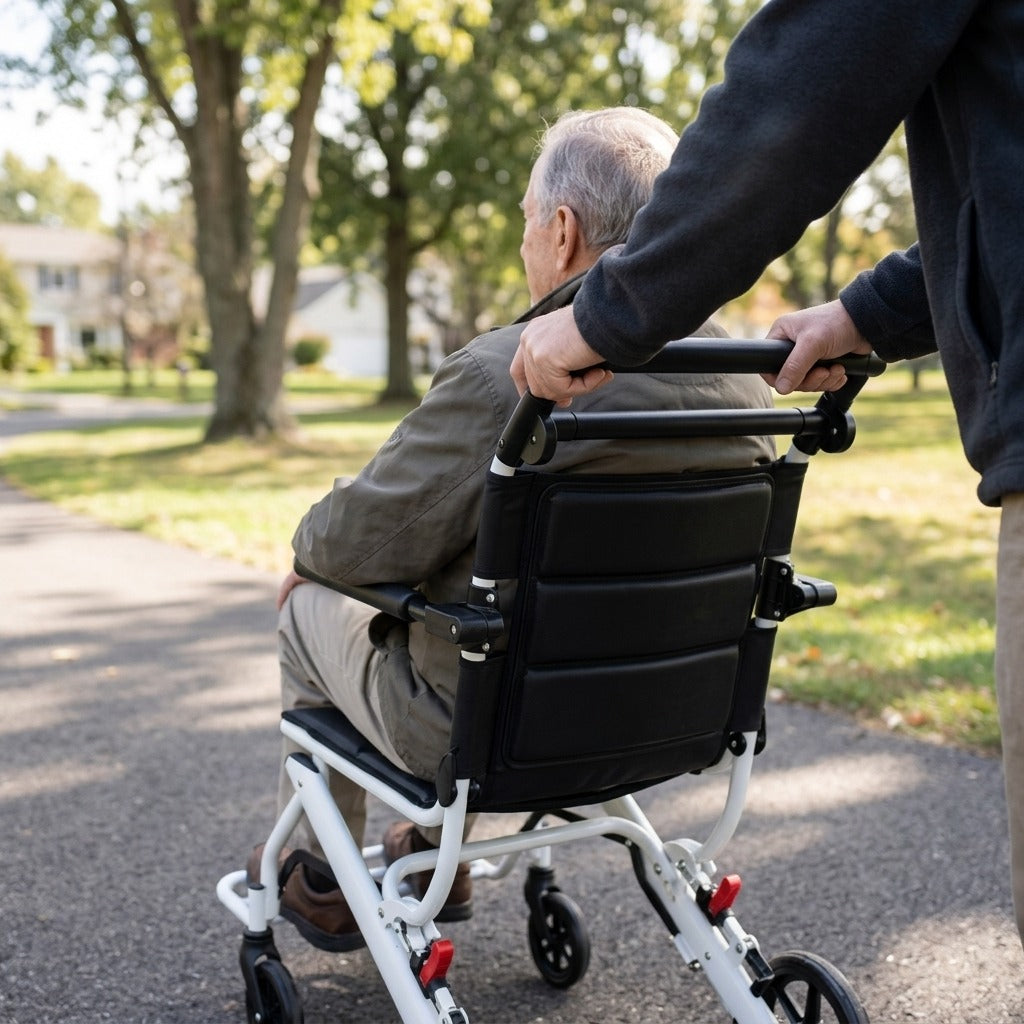 Portable Foldable Aluminum Wheelchair - in use
